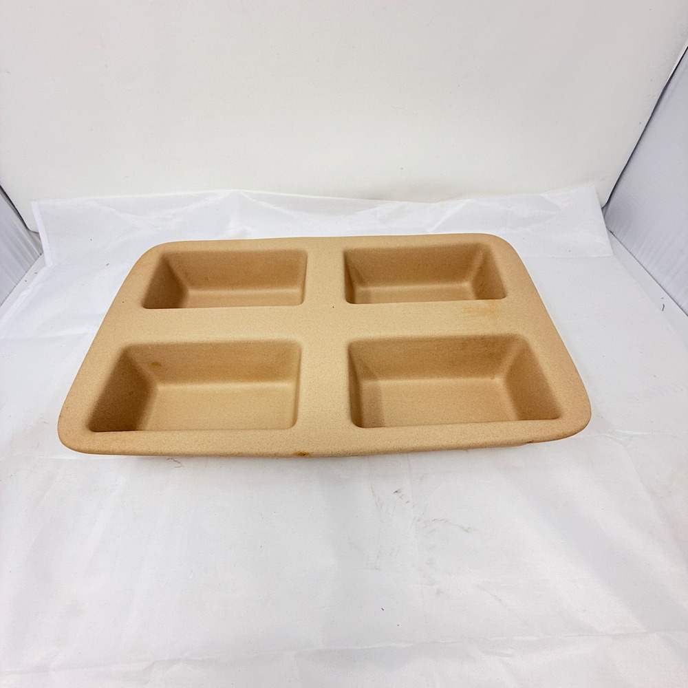 Pampered Chef Family Heritage Stoneware 4 Mini Loaf Pan Made in USA